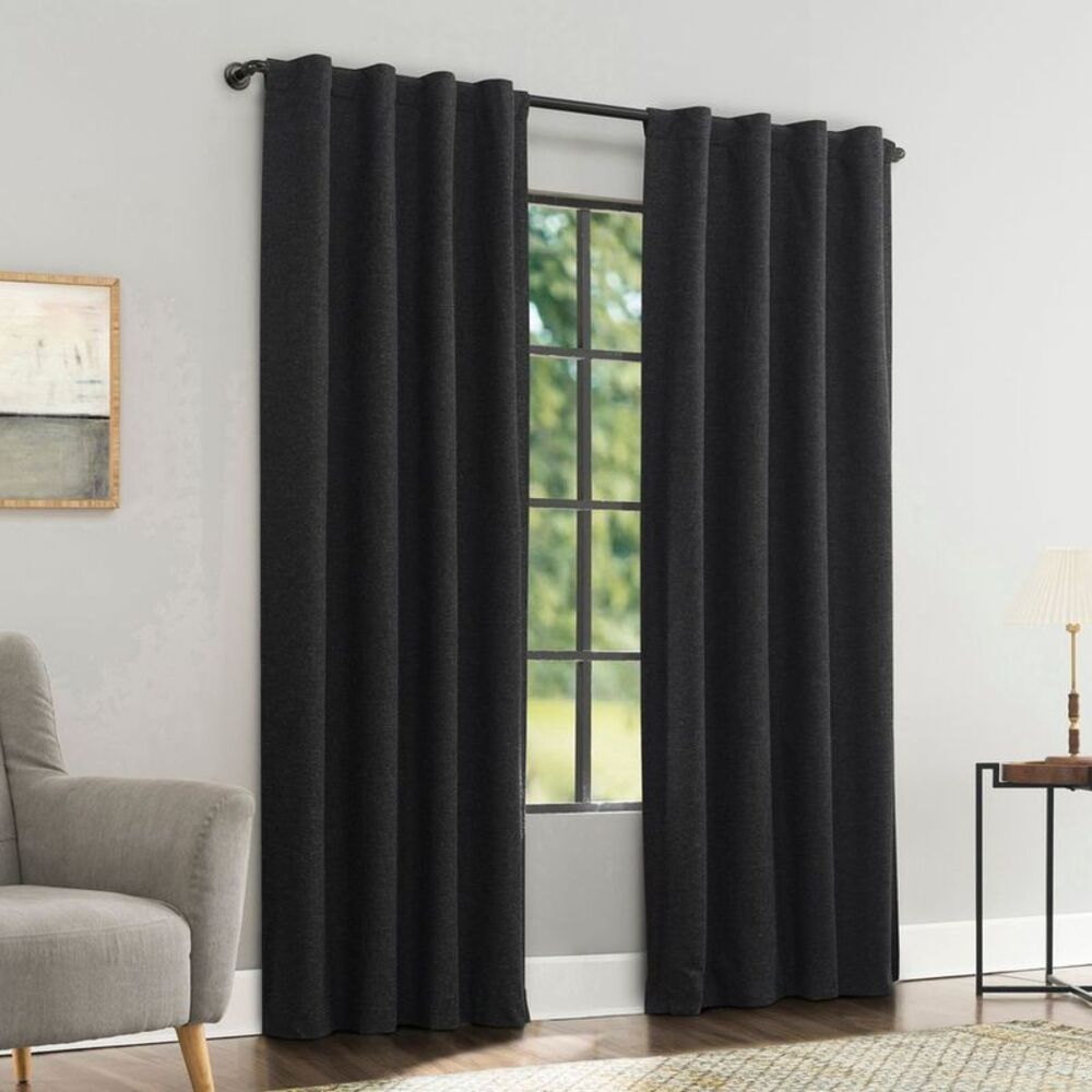 Sun Zero - 40"x96" Sun Zero Treviso Linen Blend Magnetic Clos Black